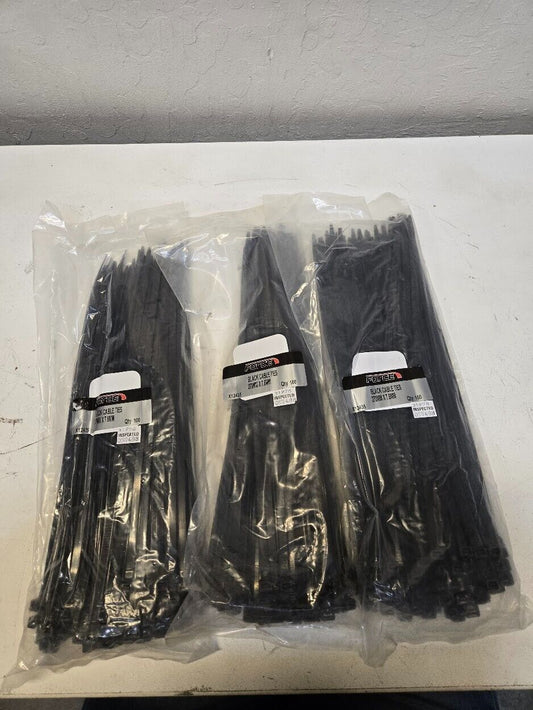 3 Quantity of Force X12435 Black Cable Ties 370x7.6mm Packs of 100 (3 Quantity)