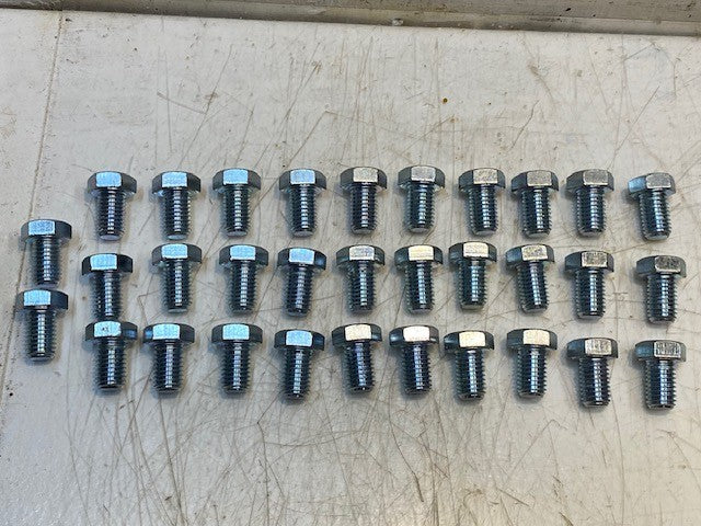 32 Quantity of Zinc Plated Hex Head Steel Bolts 1-1/4" L 16mm Thread (32 Qty)
