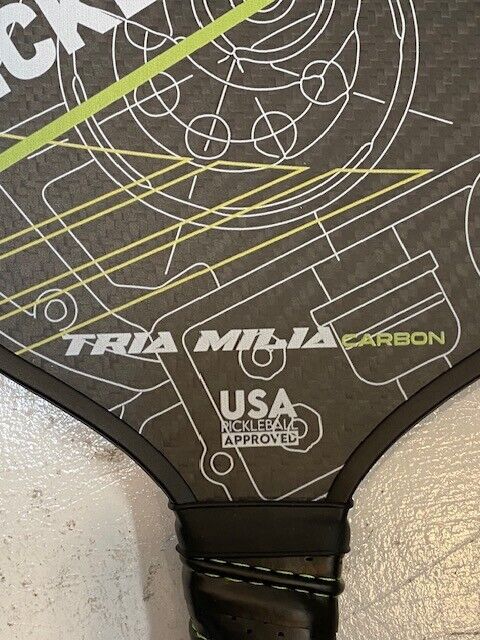 Pair of 2 Tria Milia Carbon USA Pickleball Approved Paddles 16" L 7-3/4" W