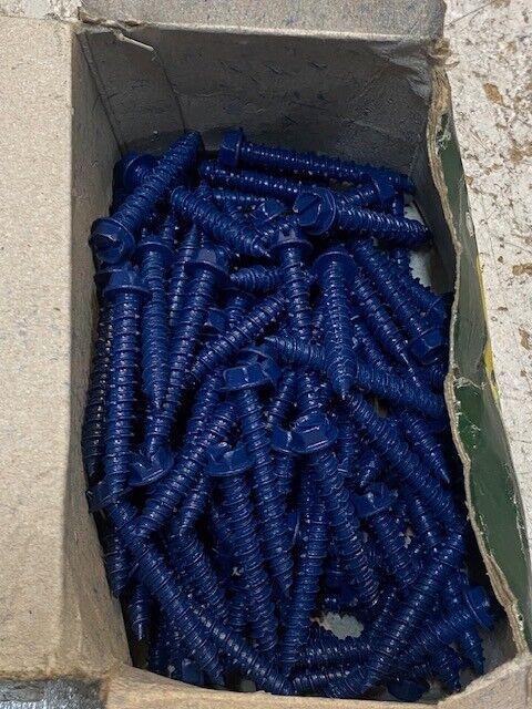 97 Qty of Dottie 1/4 x 1-3/4" Concrete Screw Anchors 14H134 Blue Finish (97 Qty)