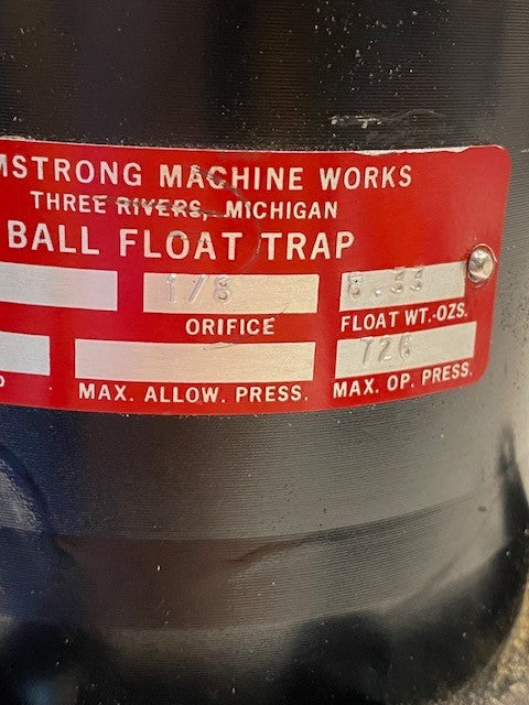 Armstrong Ball Float Trap 33LD Model 10967 Serial No. 1/8 Orifice