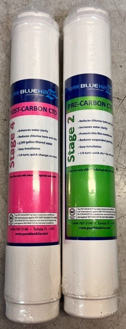 Pure Blue H2O Stage 2 Pre-Carbon CTO & Stage 4 Post-Carbon Filters OPENED UNTEST