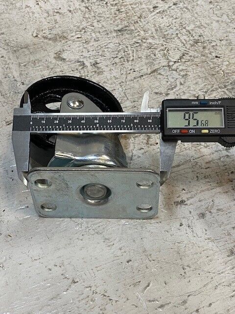 2 Pack of Swivel Caster Steel Wheels 95mm Base 86mm OD 29mm Treadwidth (2 Qty)