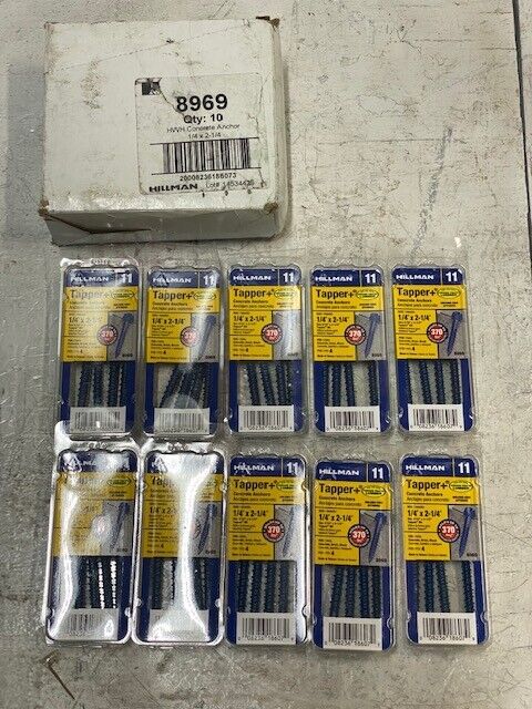 40pcs of Hillman Tapper 11 Concrete Anchors 1/4"x2-1/4" 10 Boxes of 4 (40 Qty)