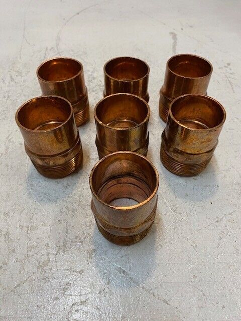 7 Qty of Copper Male Adapter Fittings 2-1/4" Tall 1-3/4" Wide 37mm ID (7 Qty)