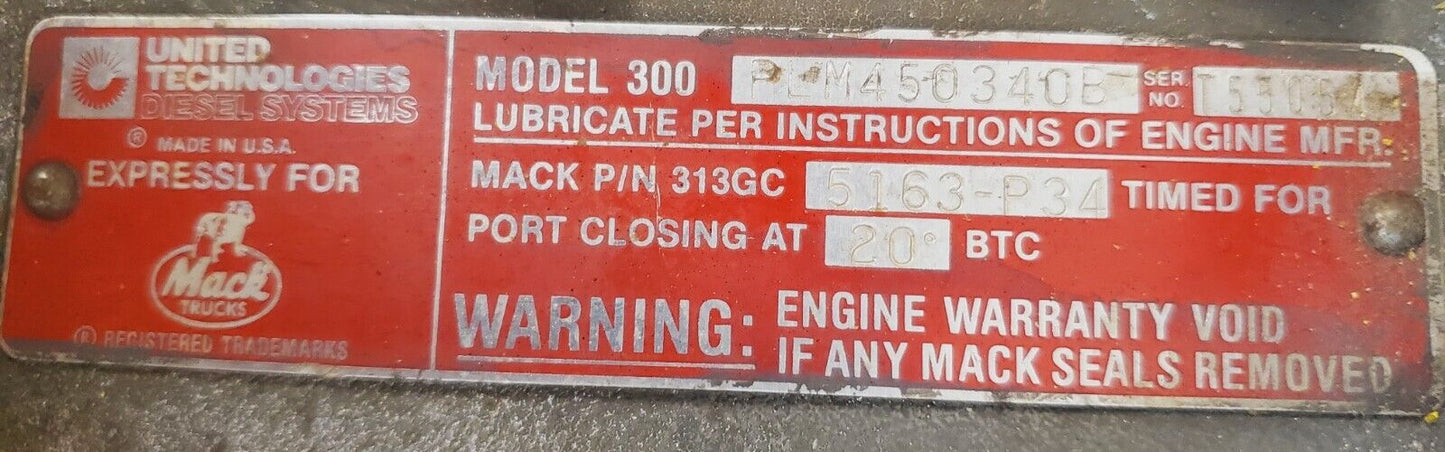 United Tech Engine Assembly 313GC 5163-P34 for Mack Trucks 01E016 PLM450340B