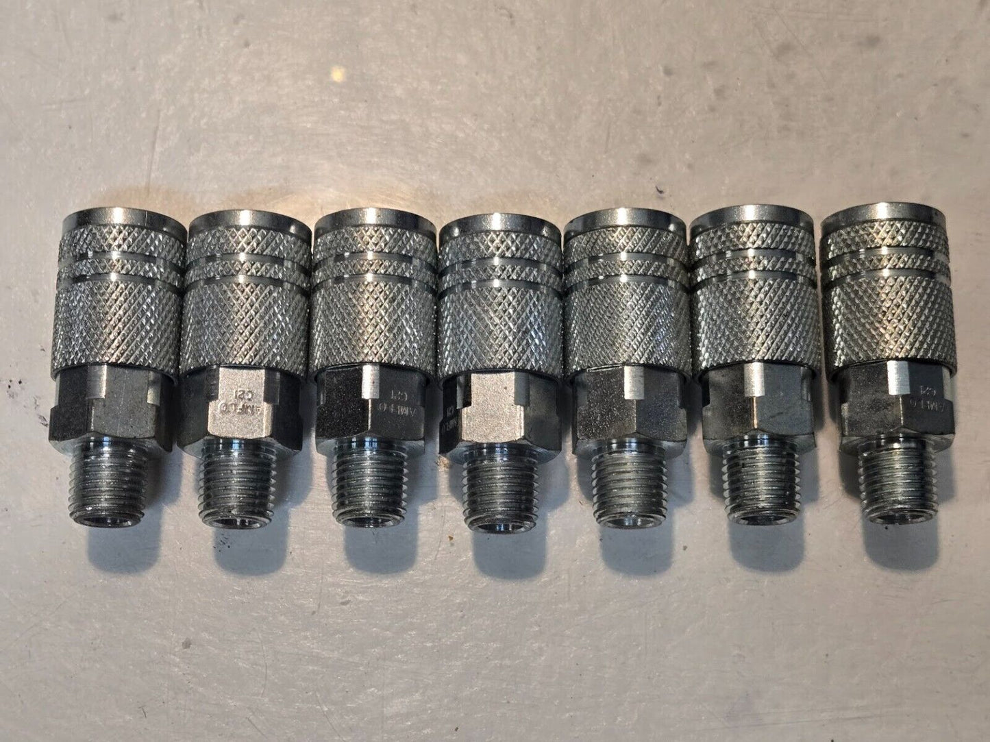 7 Quantity of AMFLO C21 Steel 1/4" Quick Connect Couplings 1/4" MPT (7 Qty)