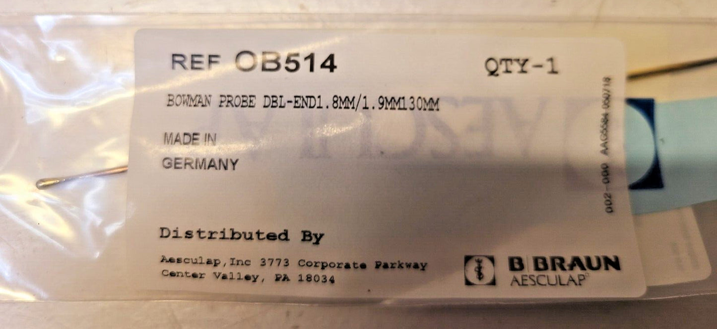2 Qty. of Aesculap Braun Bowman Probe DBL-END1.8MM/1.9MM30MM | OB514 (2 Qty)