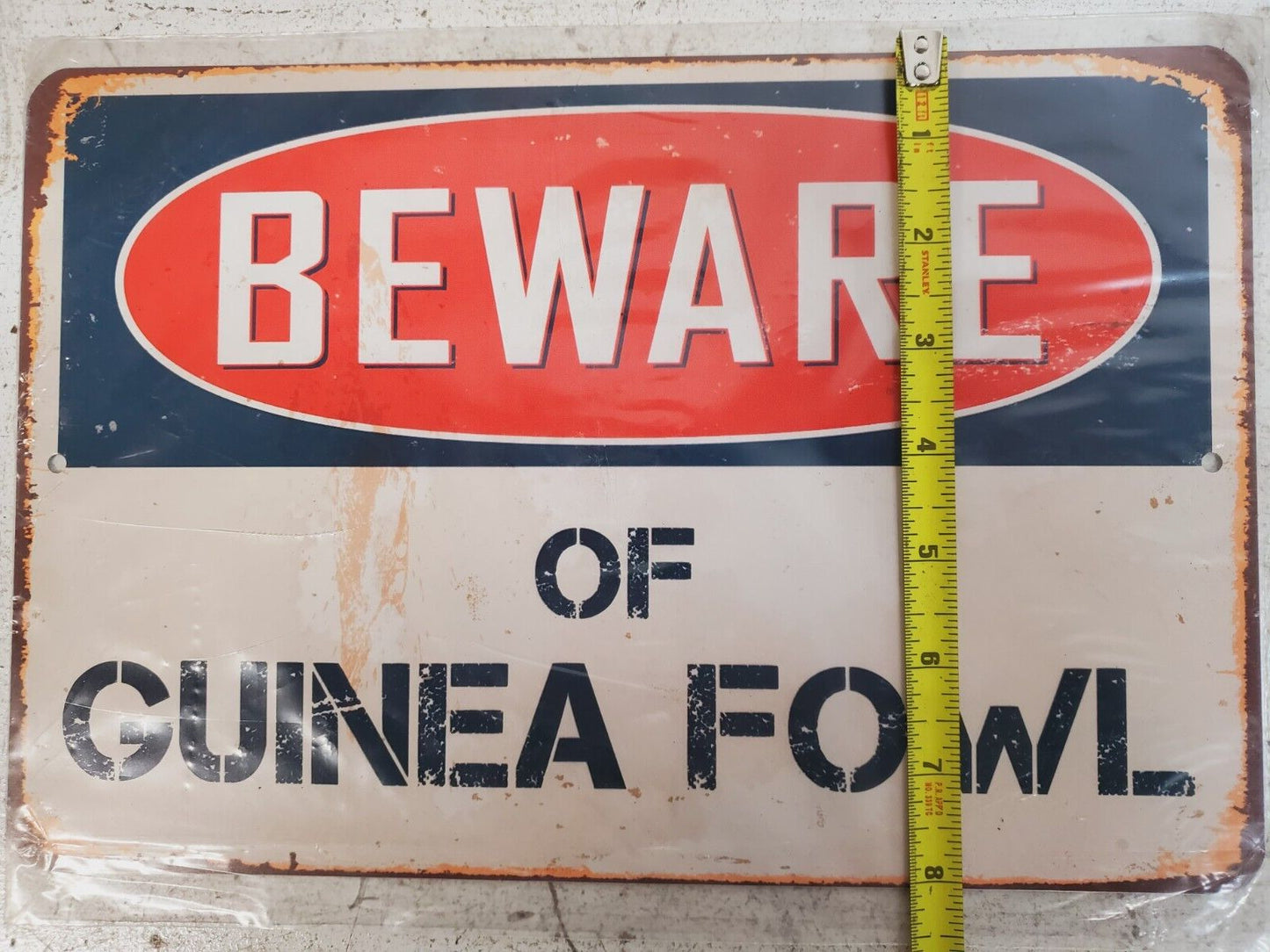 3 Qty Beware of Guinea Fowl Chic Rustic Retro Signs 8"x12" (3 Qty)