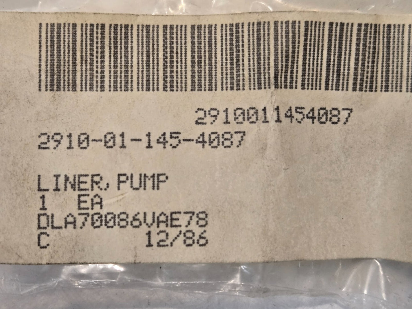 7 Quantity of Pump Liners 2910-01-145-4087 | DLA 70086VAE78 (7 Quantity)