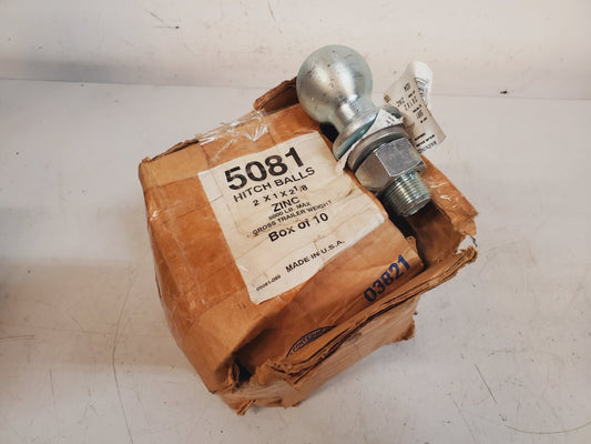 10 Quantity of Hitch Ball Zinc 2"x1"x2" | 5081 | 5000 Lb (10 Qty)