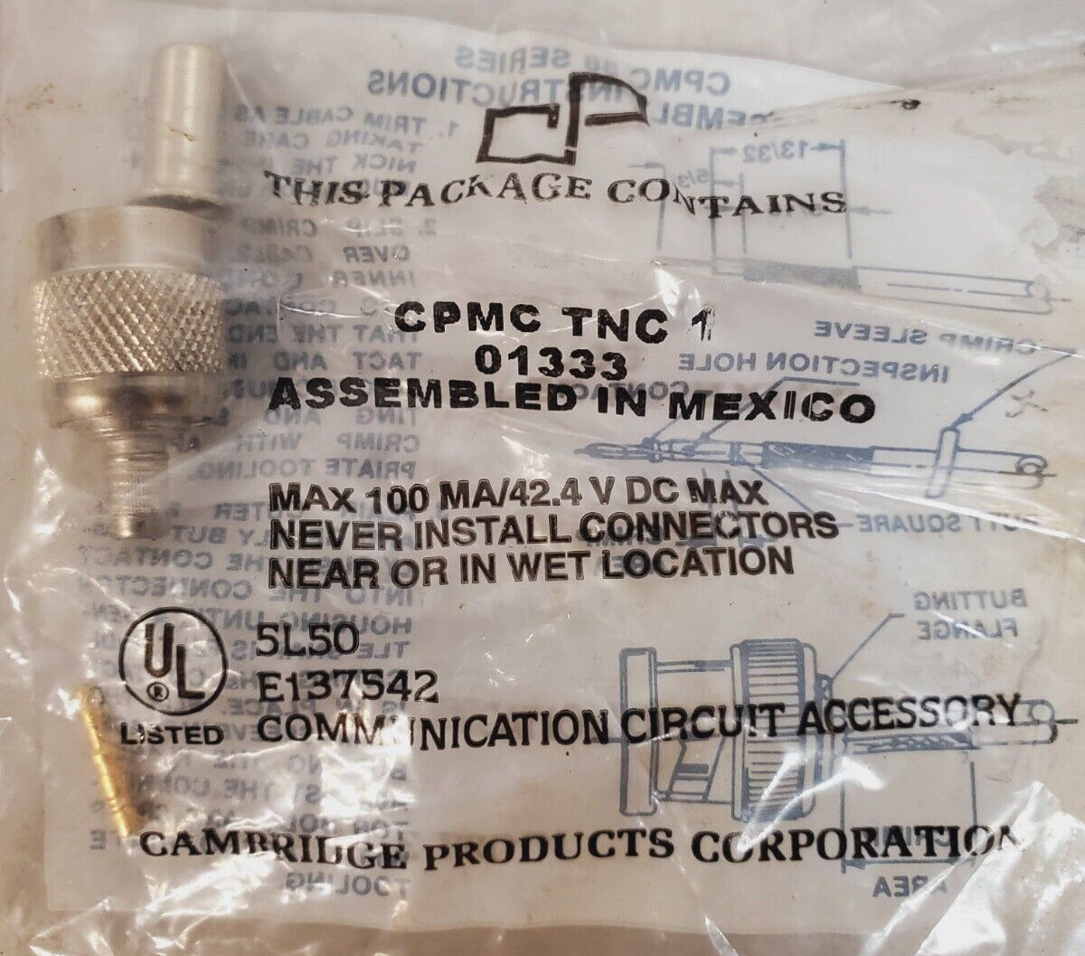 13 Qty. of Cambridge TNC Plug Connectors CPMCTNC1 | CPMCTNC-1 | 01333 (13 Qty)