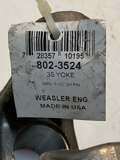 Weasler 35 Yoke 802-3524 IMPL 1-1/2" SH PIN 35011-QC 38mm Bore
