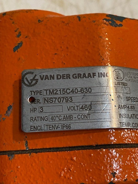 Van Der Graaf Standard Duty Drum Motor Part TM215C40-630 Conveyor Motor Part
