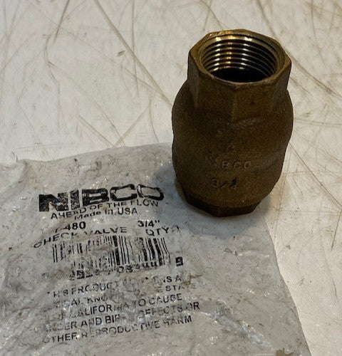 Nibco T-480 3/4" Bronze NPT Threaded Ring Check Valve Plumbing