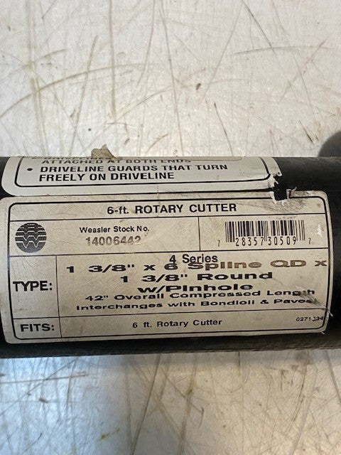 Weasler Stock No 14006442 | 1-3/8" x 6 Spline QD x 1-3/8" Round w/ Pinhole