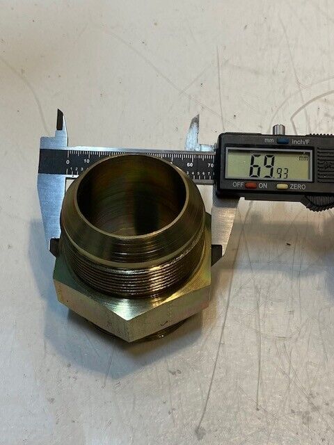Parker Pipe Hex Fitting Adapter 2-3/4" H 45mm Bore 63mm Thread 70mm Hex