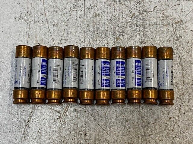 10 Qty of Edison ECNR40 Time Delay Dual-Element Fuses 250Vac 40Amp (10 Quantity)