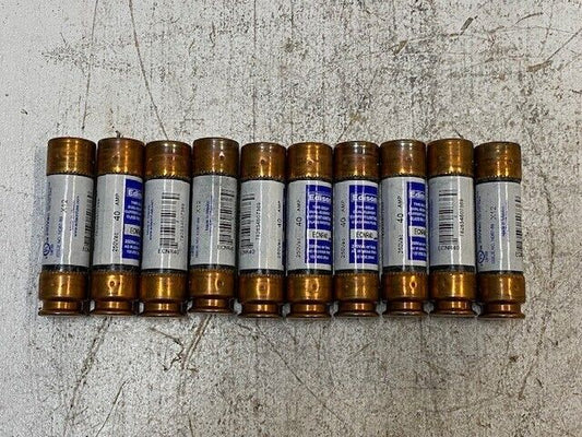 10 Qty of Edison ECNR40 Time Delay Dual-Element Fuses 250Vac 40Amp (10 Quantity)