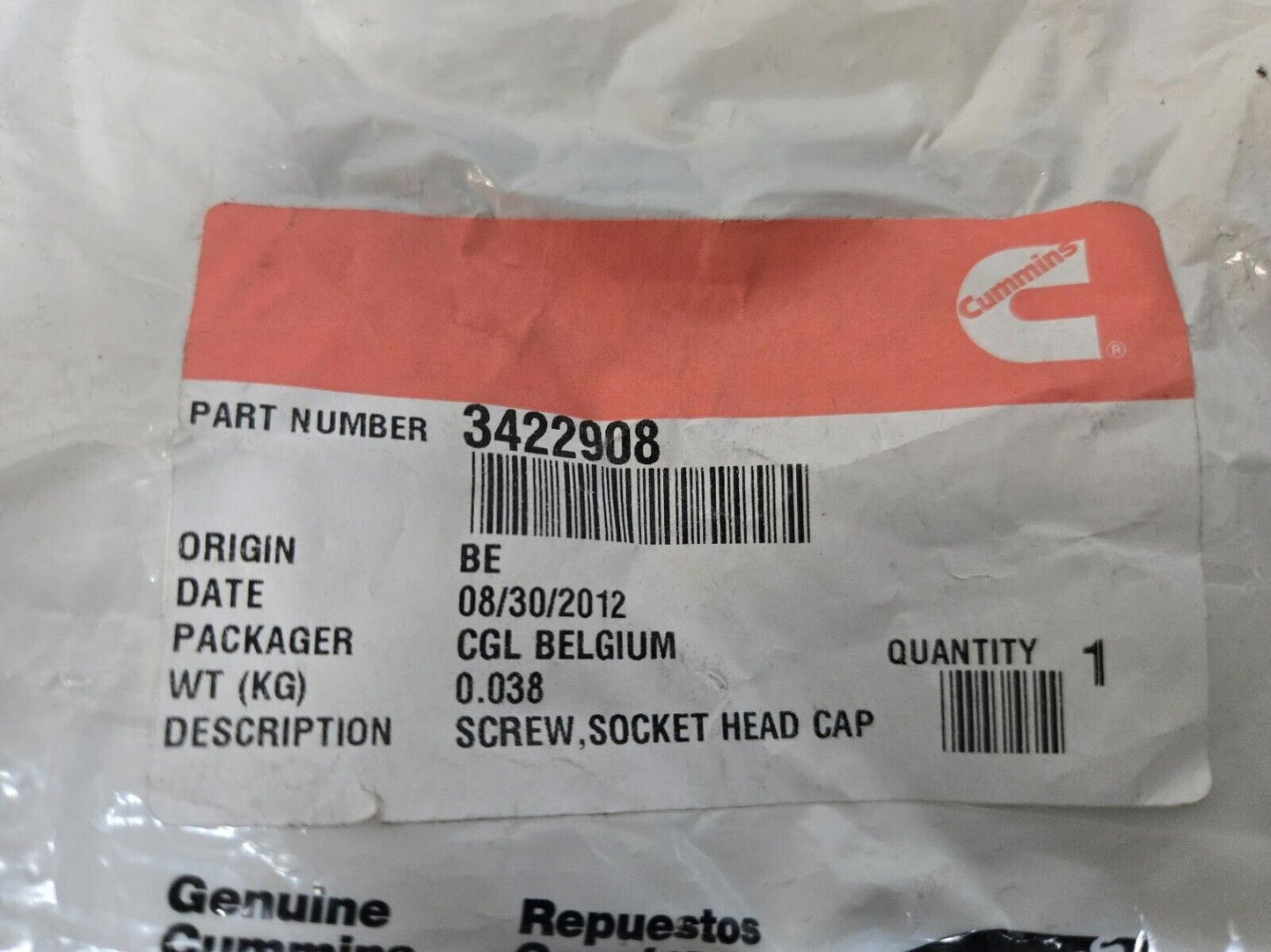 6 Quantity of Cummins Socket Head Cap Screws 3422908 (6 Quantity)