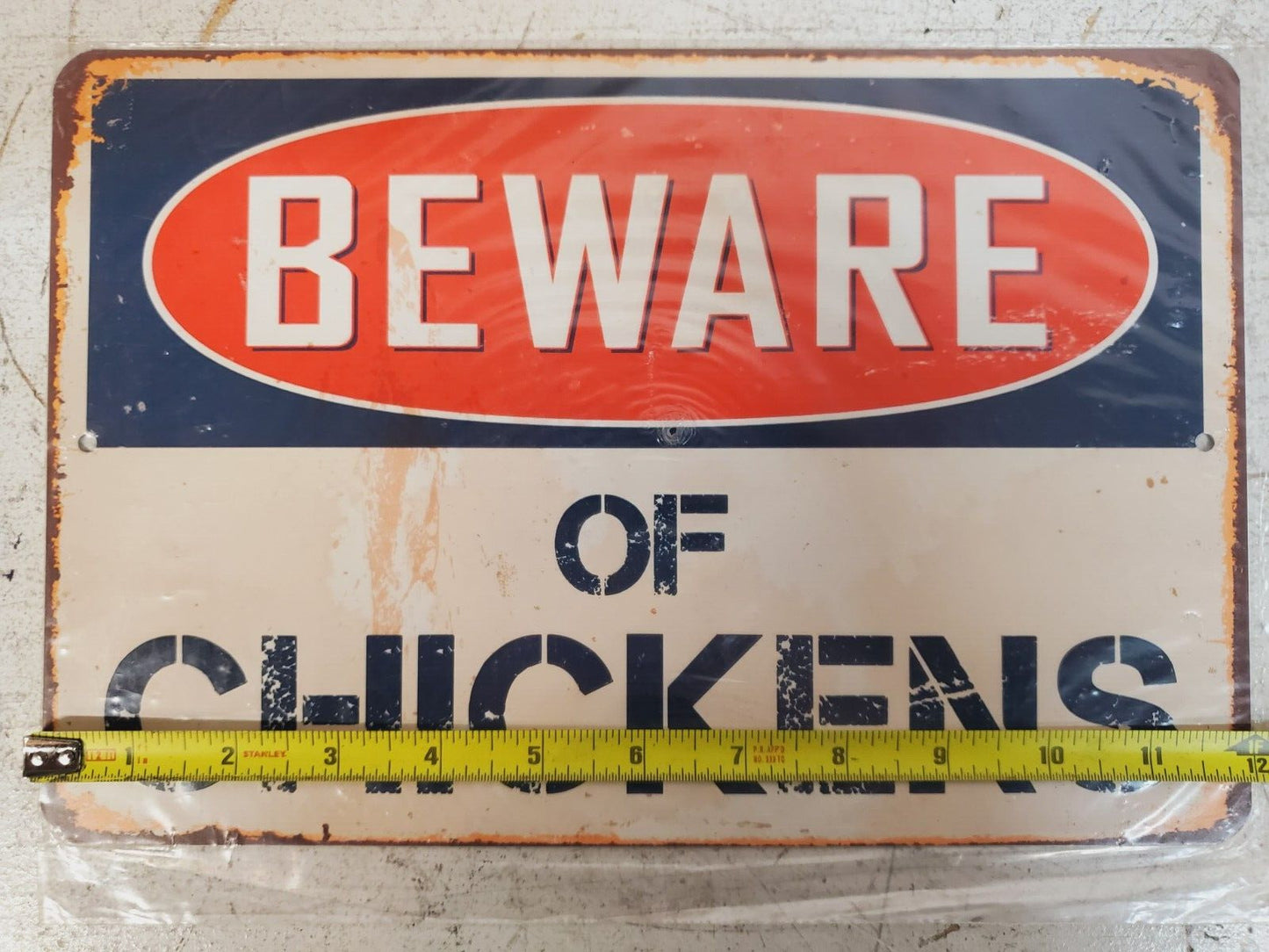 4 Qty Beware of Chickens Chic Rustic Retro Signs 8"x12" (4 Qty)