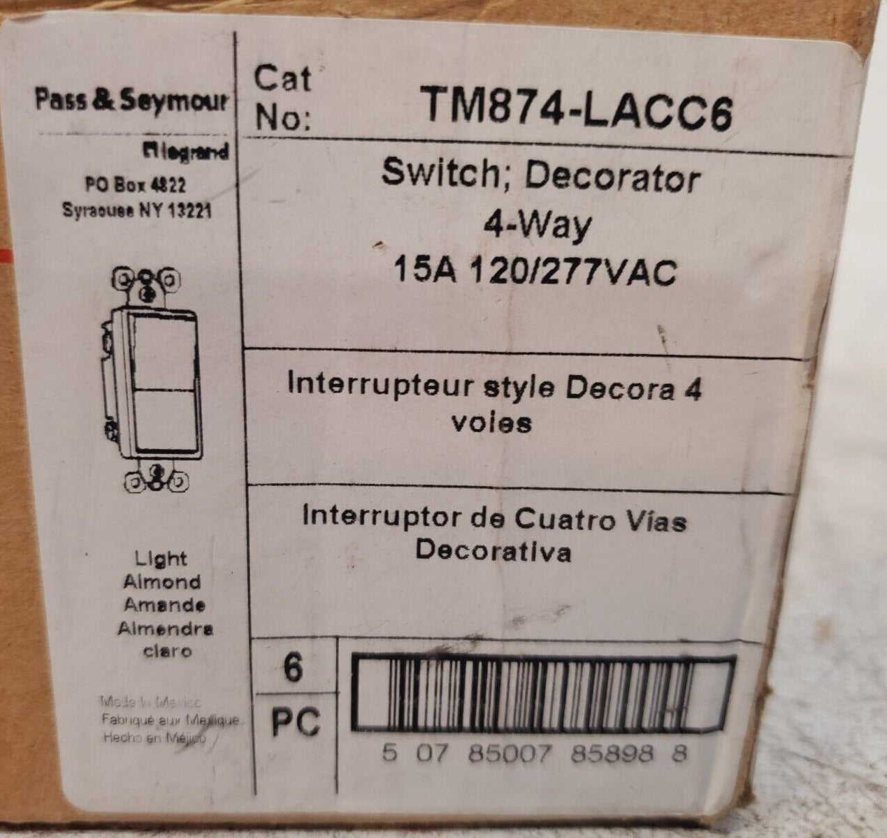 5 Quantity Of Wall Switches 4-Way TM874-LACC6 (5 Qty)