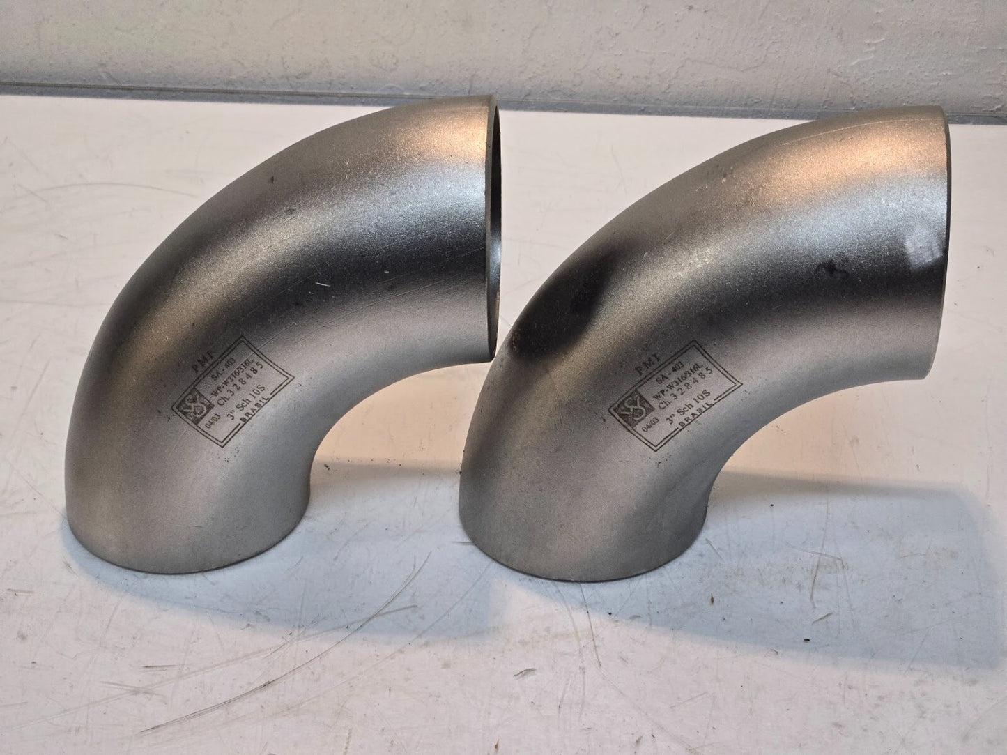 2 Quantity of 90 Degree 3" Sch 10S Pipe Fittings | WP-W316/316L | SA-403 (2 Qty)