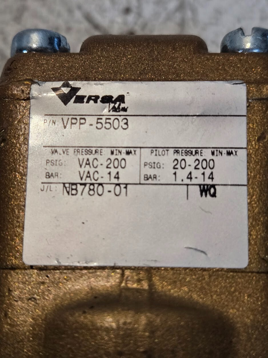 Versa VPP-5503 Brass Pilot Valve NB780-01 | Valve Pressure VAC-200 PSIG