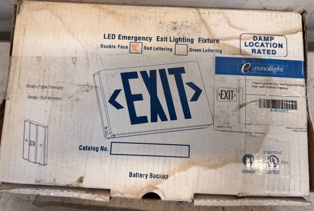 E-Conolight E-XP2RBW Exit Lighting Fixture Damp Location Rated Safety Sign