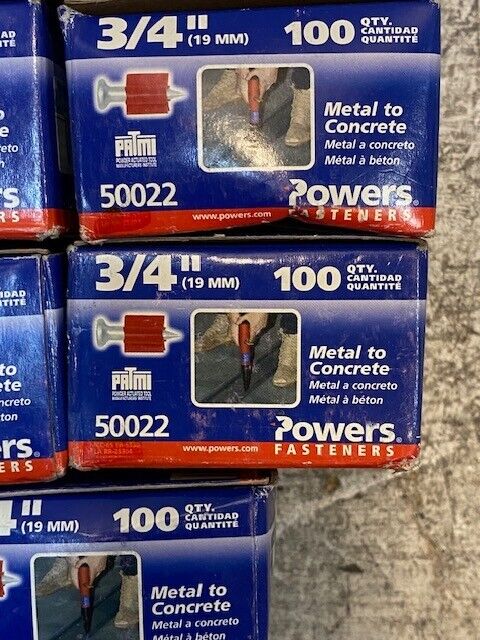 11 Qty of Powers Fasteners Powder Pins 3/4" 50022 Pack of 100 (1,100 Pcs Total)