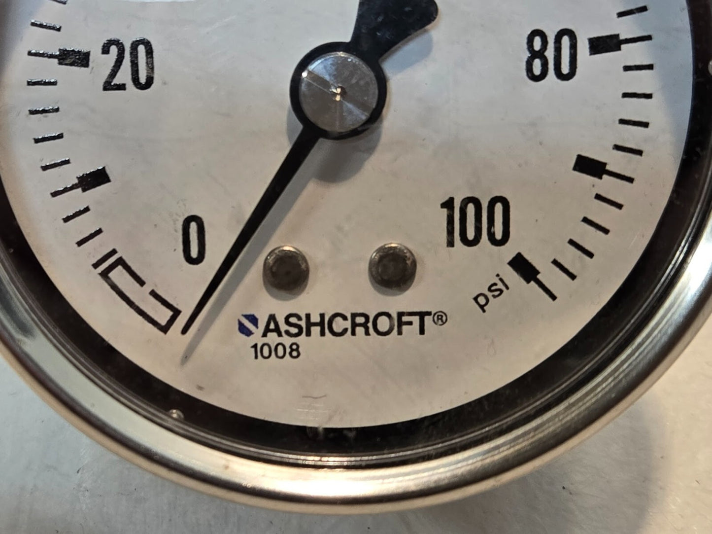 Ashcroft 1008 60mm Pressure Gauge 0-100 PSI | 2-11/16" OD | 1/4" NPT Back Mount