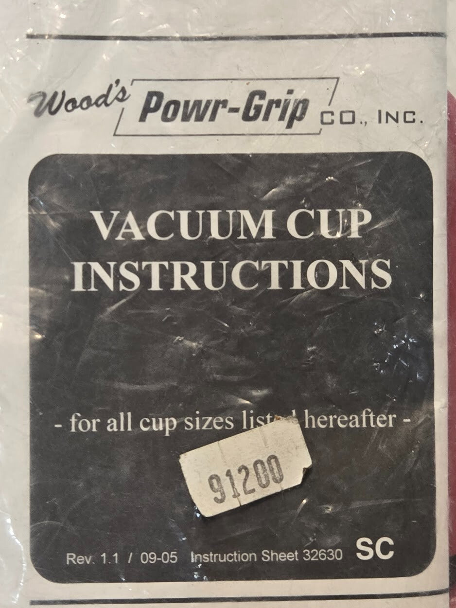 Woods Powr-Grip Vaccum Cup 91200 | 4-1/2" Diameter Cup | 40 Lb Capacity