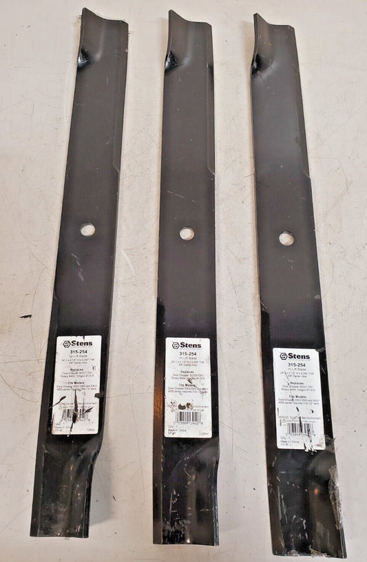 3 Quantity of Stens Hi-Lift Blades 24"L x 2-1/2"W | 5/8" Center 315-254 (3 Qty)