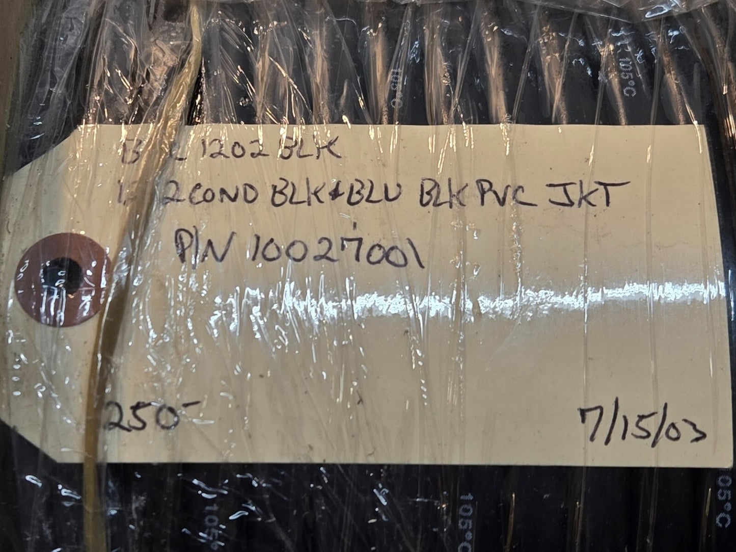 BRC 1202 BLK 12/2 Wire 10027001 250' | Black and Blue Sheath Black Jacket