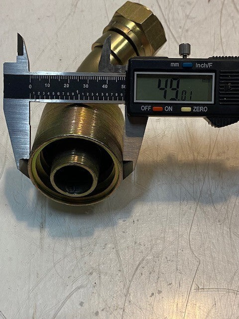 Crimp Hose Fitting 913483E | 16BW | 6" H 31mm Thread 38mm Hex 49mm OD 20mm ID