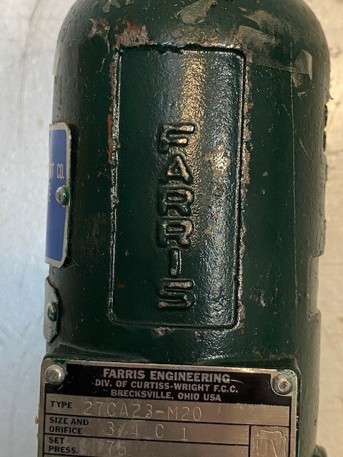 Farris Pressure Relief Valve 27CA23-M20, 27305, WCB 24800, 11" Long 26mm Thread