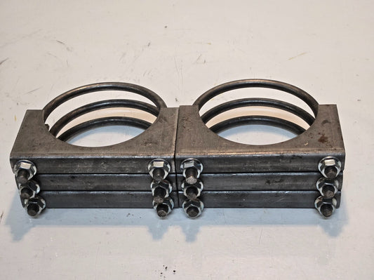 6 Quantity of 4" Exhaust Clamps 3/8" Threaded Ends 0.9lbs Each (6 Quantity)