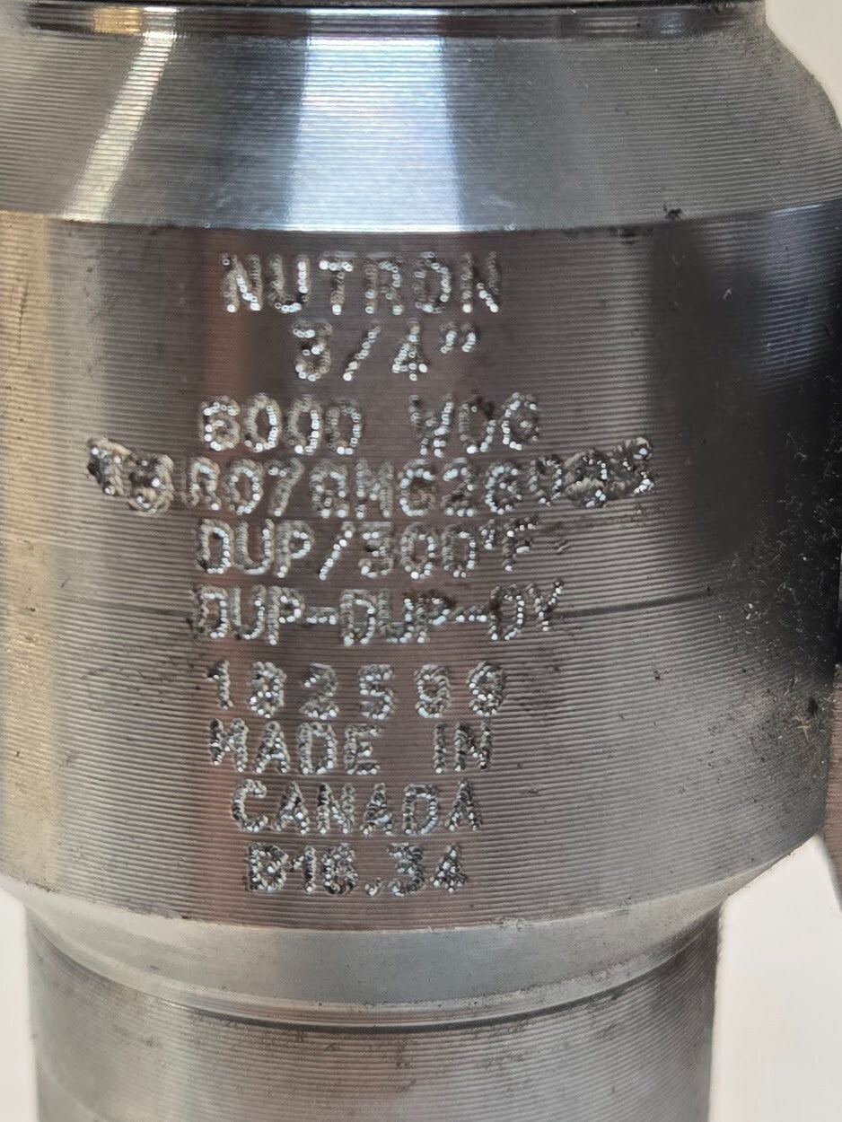 Nutron Reduced Port Ball Valve 3/4" 6000 WOG T3R07QM6260RS | 182599 | B16.34