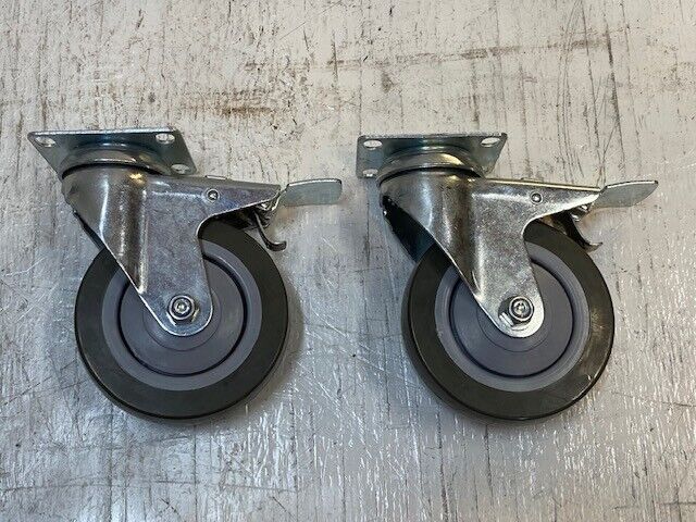 2 Pack of Equiptment Plate Casters with 4in Polyurethane Wheels (2 Quantity)