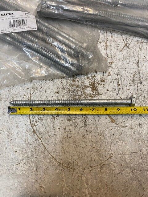 50 Quantity of PLPCI 1/2" x 10" Hex Lag Screw Grade A307 | 9057301 (50 Quantity)