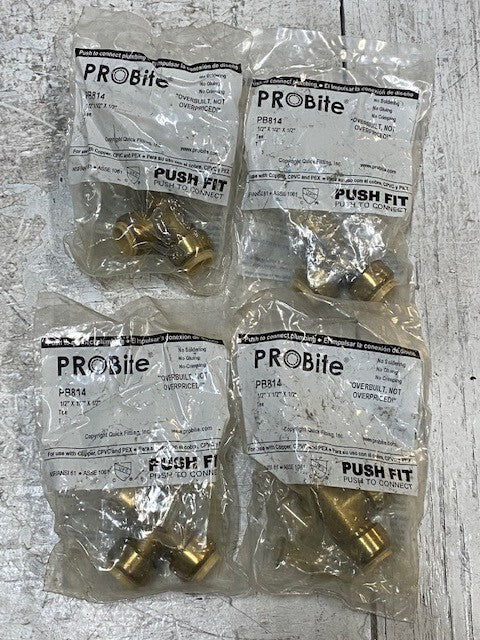 4 Qty of Probite PB814 1/2"x1/2"x1/2" Tee Lead-free LF814 (4 Quantity)