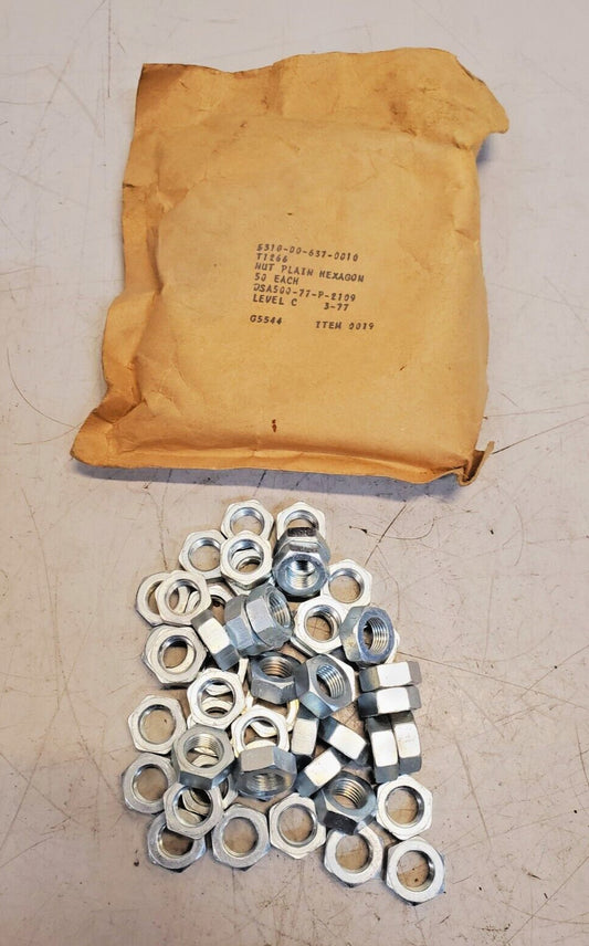 50 Quantity of Nuts Plain Hexagon 5310-00-637-0010 | DSA500-77-P-2109 (50 Qty)