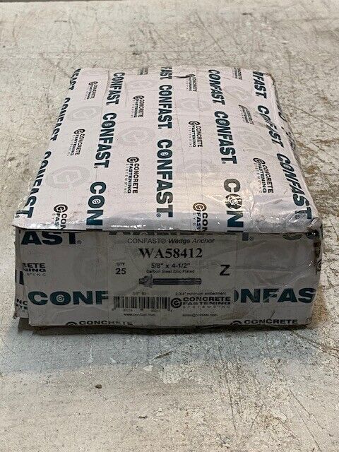 25 Quantity of Confast Wedge Anchors WA58412 5/8" x 4-1/2" (25 Quantity)