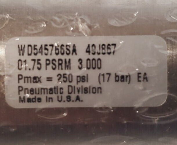 Parker Round Air Cylinder WD545766SA | 49J867 | 01.75 PSRM 3.000 | 250 PSI