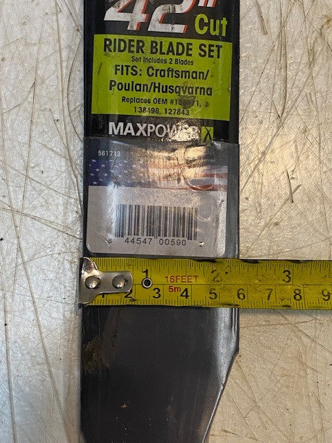 Pack of 2 Maxpower 561713 Husqvarna Craftsman Poulan 42" Rider Mower Blades