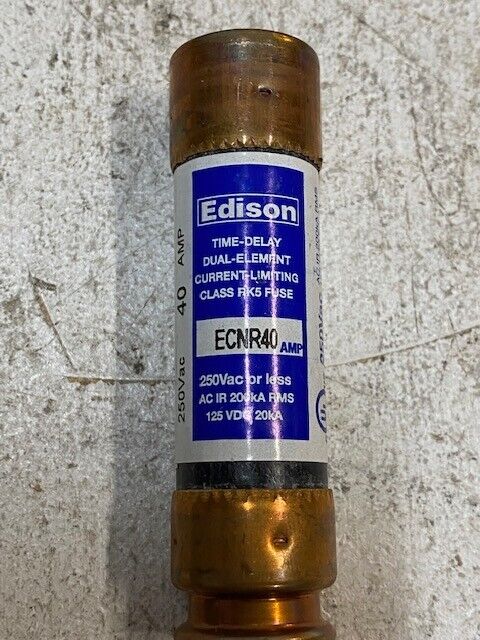 10 Qty of Edison ECNR40 Time Delay Dual-Element Fuses 250Vac 40Amp (10 Quantity)