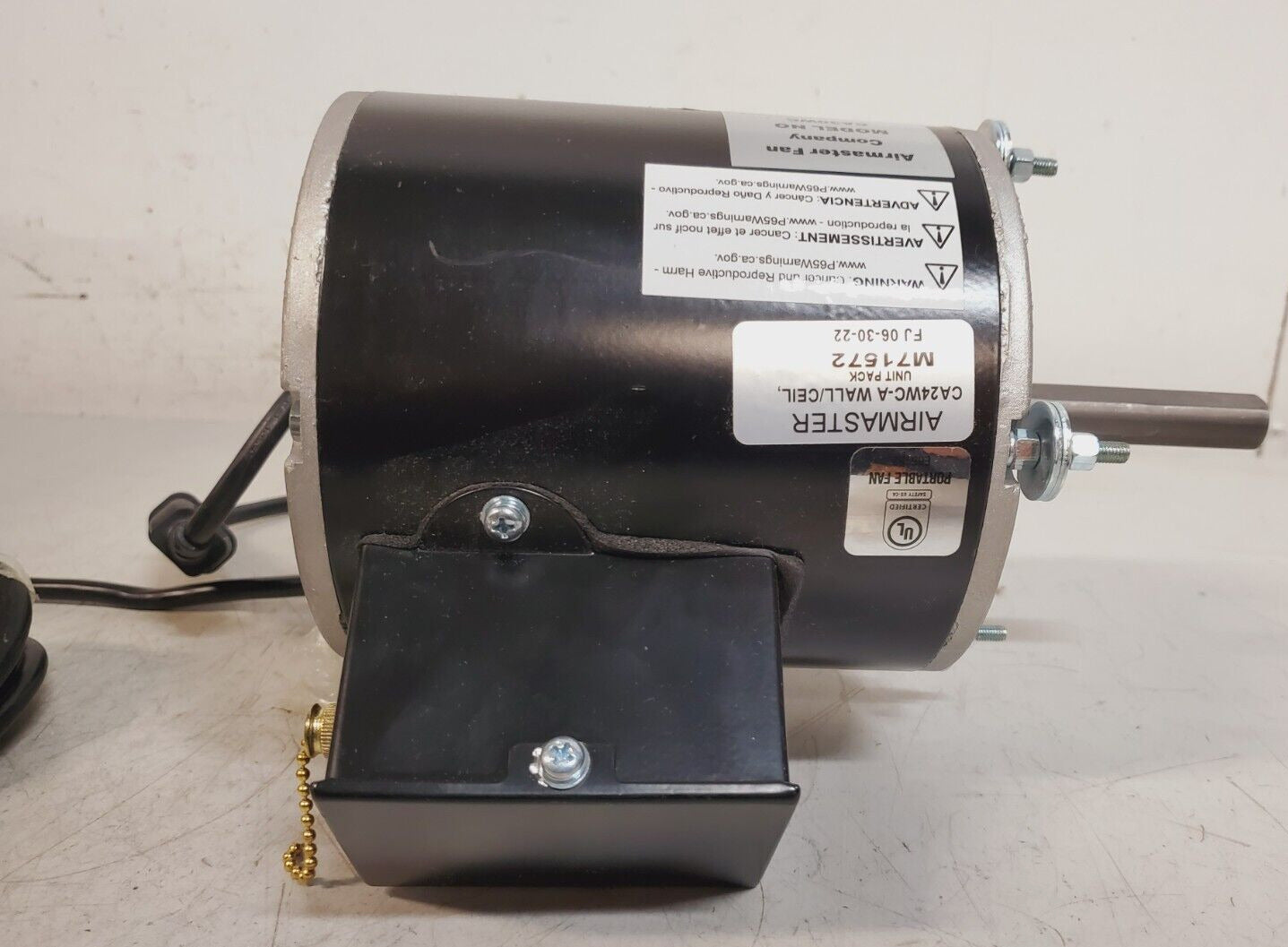 Airmaster Fan Company Commercial Motor CA30WC 78018 | CA24WC-A