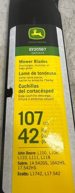 2  Pack John Deere 42-in Multipurpose Mower Blade GY20567 | GX20433 Replacement