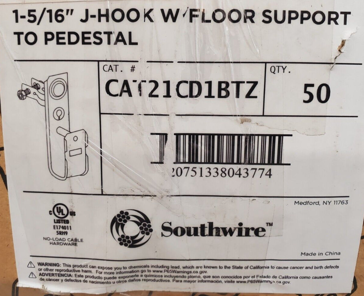 50 Qty. of Southwire 1-5/16" J-Hooks W/Floor Support CAT21CD1BTZ (50 Qty)