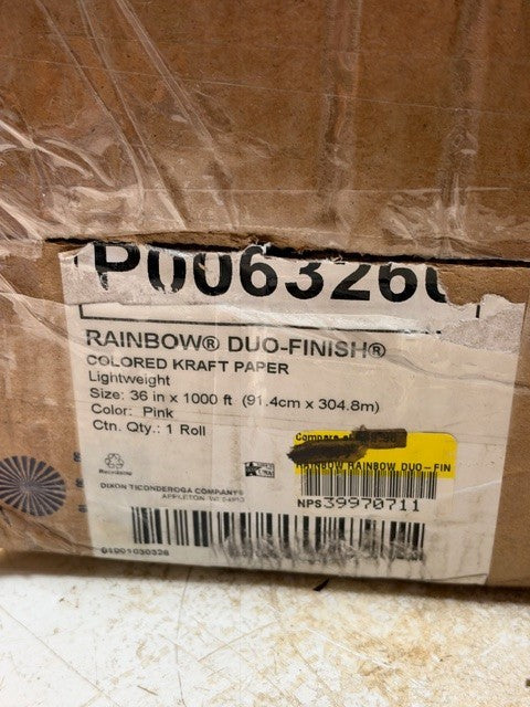Pacon Rainbow Duo Finish Colored Pink Kraft Paper P0063260 | 36in x 1000ft